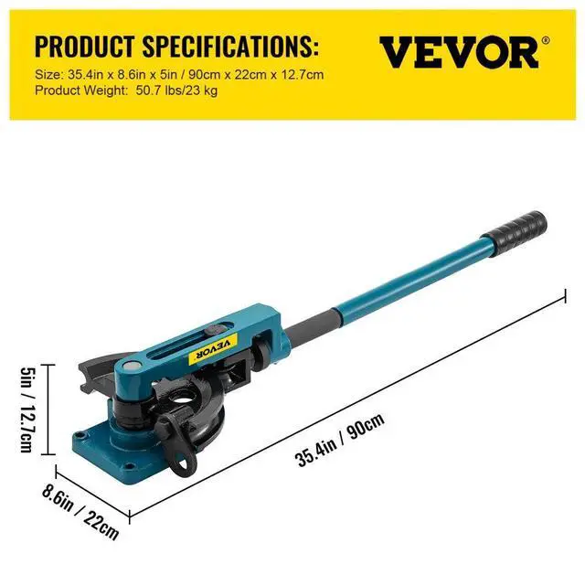 Alt view image 9 of 9 - VEVOR Pipe Bender, Manual Bench Bending Machine 3/8"-1" Tube Bender Set 7 Dies
