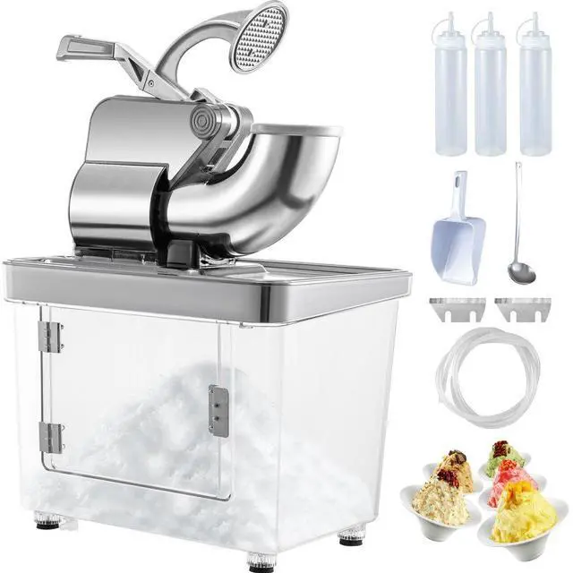 Alt view image 2 of 8 - VEVOR Commercial Snow Cone Machine Ice Shaver Ice Crusher Ice Blender Dual Blades Etl