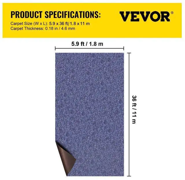 Alt view image 9 of 9 - VEVOR Bass Boat Carpet 32 Oz Cutpile Marine Carpet In/outdoor Rug For Patio Deck 6x36'