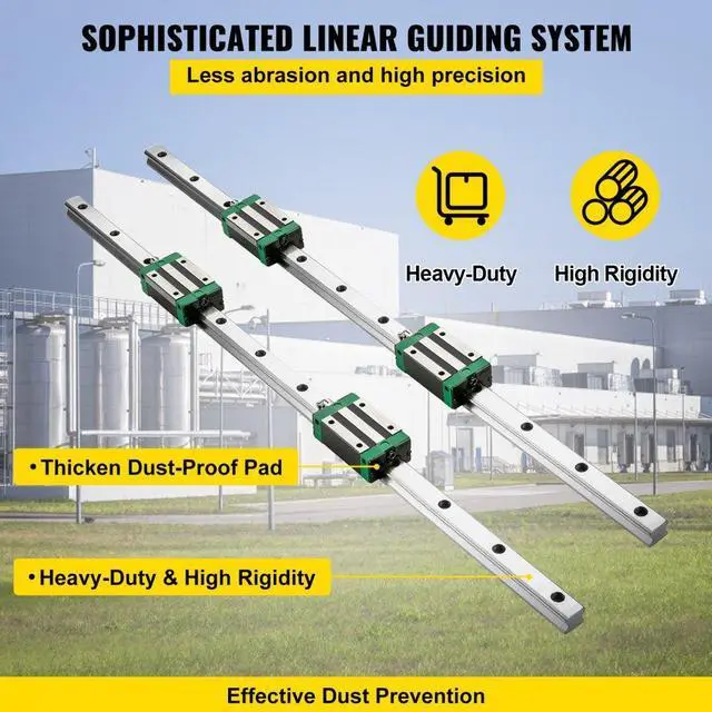 Alt view image 5 of 8 - VEVOR Linear Guide Rail 2PCS HGR20-1000mm +4 Slide Blocks RM1605 BF/BK12 Nut CNC