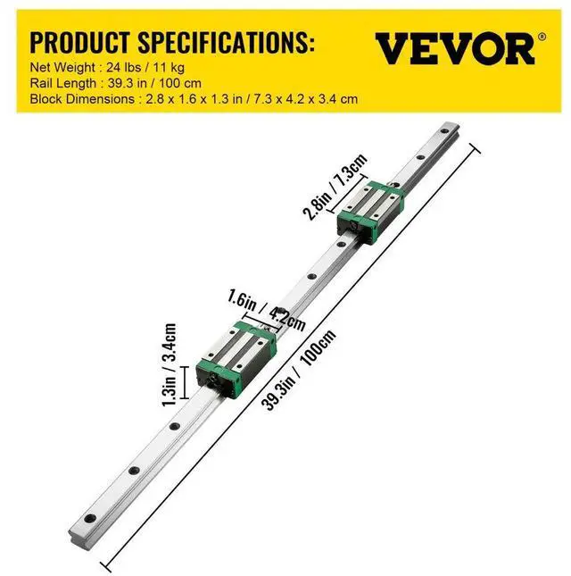 Alt view image 8 of 8 - VEVOR Linear Guide Rail 2PCS HGR20-1000mm +4 Slide Blocks RM1605 BF/BK12 Nut CNC