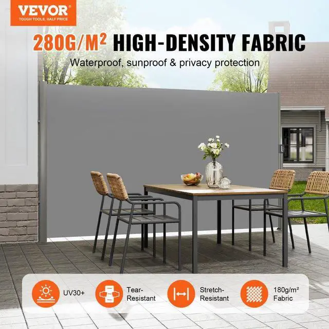 Alt view image 3 of 8 - VEVOR Retractable Side Awning Patio Screen Retractable Fence 63x118inch Privacy Screen