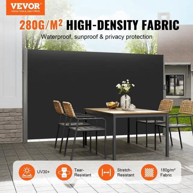 Alt view image 3 of 8 - VEVOR Retractable Side Awning Patio Screen Retractable Fence 71x118inch Privacy Screen