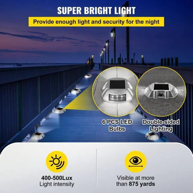 Alt view image 6 of 8 - VEVOR Solar Led Pathway Driveway Lights Waterproof Road Decoration Casting Aluminum