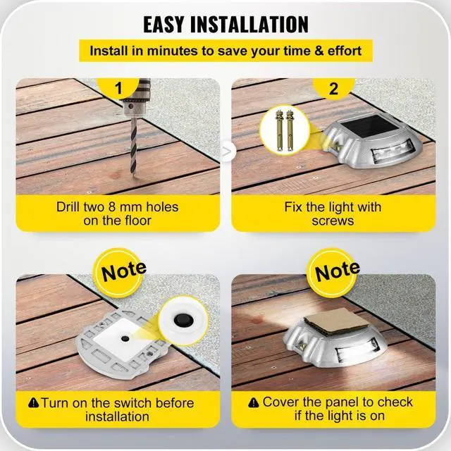 Alt view image 7 of 8 - VEVOR Solar Led Pathway Driveway Lights Waterproof Road Decoration Casting Aluminum