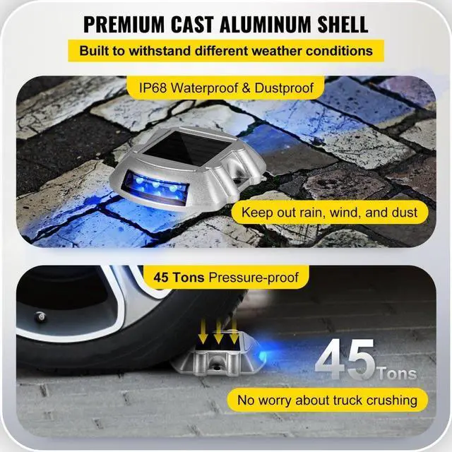 Alt view image 5 of 8 - VEVOR Driveway Lights, Solar Dock Lights 16-pack, Led Pathway Lights W/ Switch In Blue