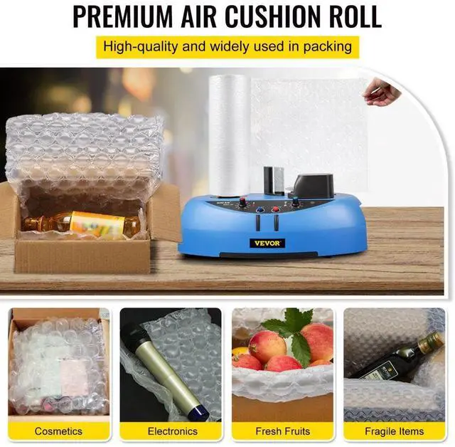 Alt view image 3 of 8 - VEVOR 984ft Air Cushion Machine Film Small Bubble Pillow Packaging Padding Roll