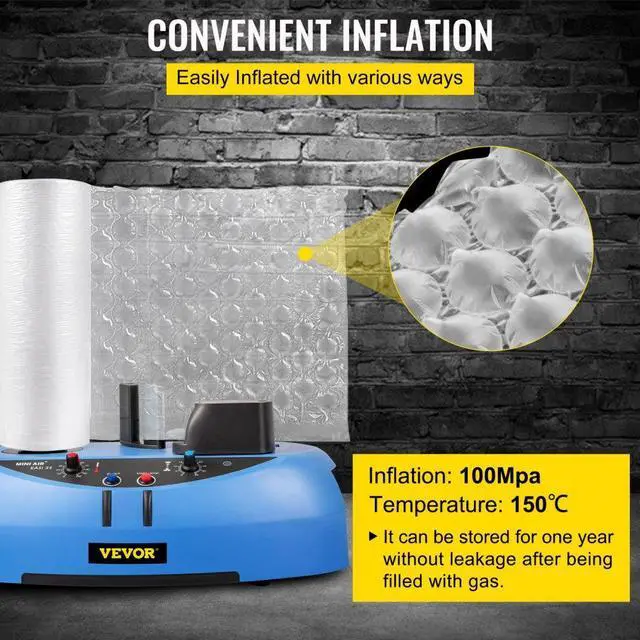 Alt view image 6 of 8 - VEVOR 984ft Air Cushion Machine Film Small Bubble Pillow Packaging Padding Roll