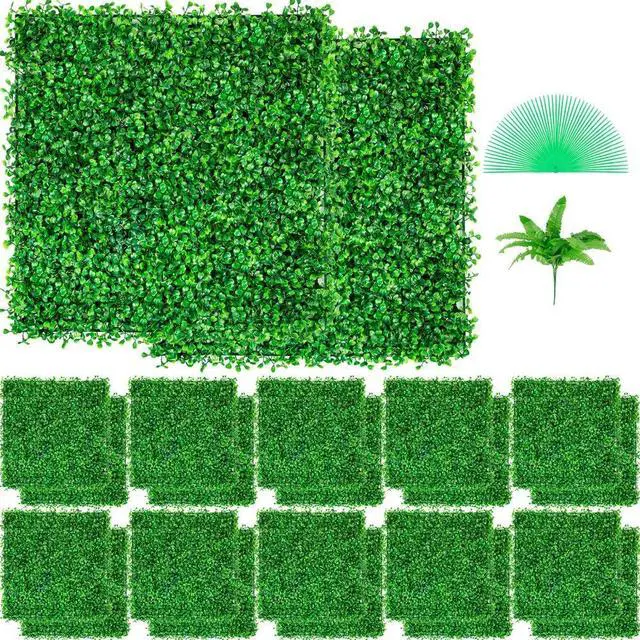 Alt view image 2 of 8 - VEVOR Artificial Boxwood Panel, Hedge Decor 24 Pcs 10" X 10" Privacy Fence Panel Grass