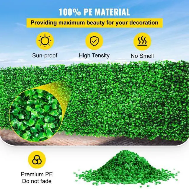 Alt view image 4 of 8 - VEVOR Artificial Boxwood Panel, Hedge Decor 24 Pcs 10" X 10" Privacy Fence Panel Grass