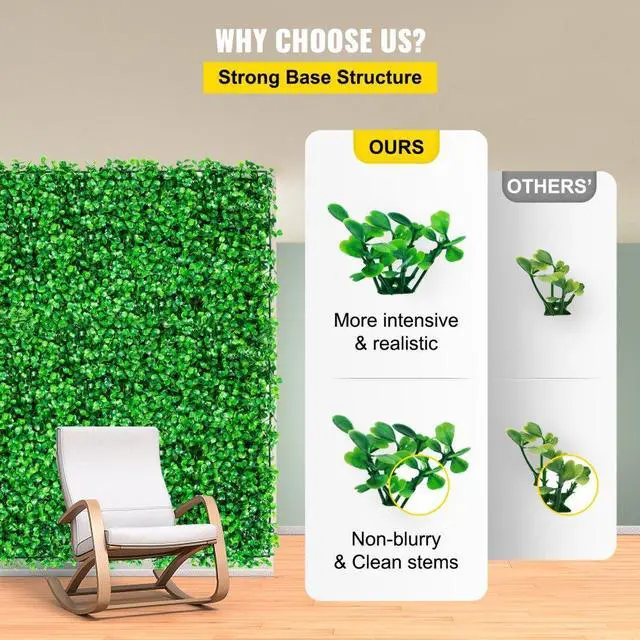 Alt view image 5 of 8 - VEVOR Artificial Boxwood Panel, Hedge Decor 24 Pcs 10" X 10" Privacy Fence Panel Grass