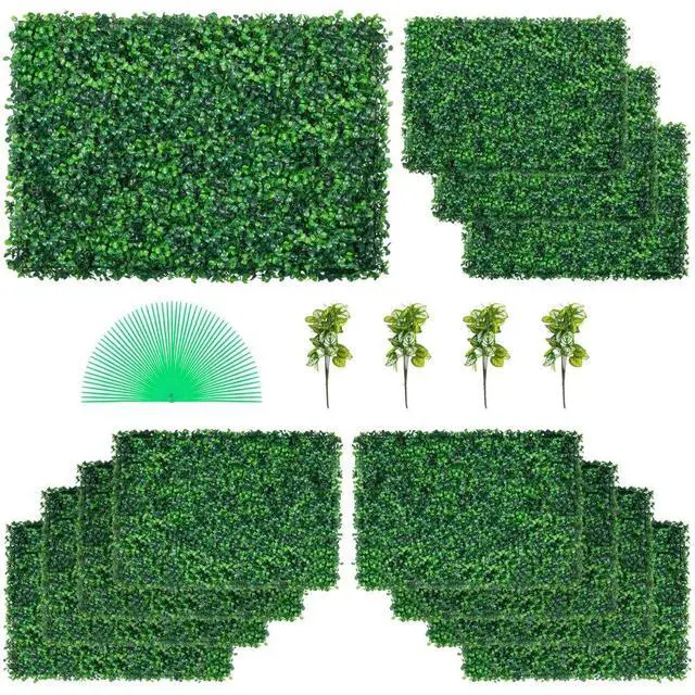 Alt view image 2 of 8 - VEVOR Artificial Boxwood Panel, Hedge Decor 12 Pcs 24" X 16" Privacy Fence Panel Grass