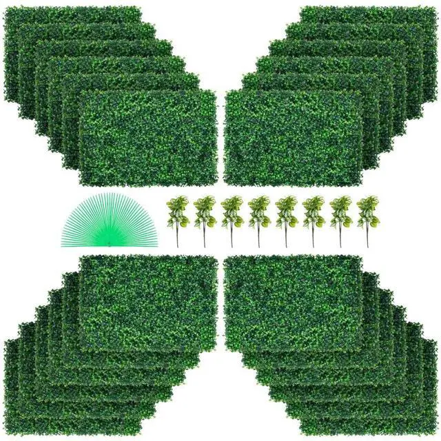 Alt view image 2 of 8 - VEVOR Artificial Boxwood Panel Hedge Decor 24 Pcs 24x16 Inch Privacy Fence Panel Grass