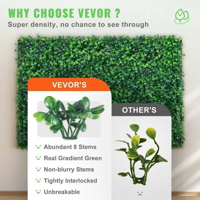 Alt view image 5 of 8 - VEVOR Artificial Boxwood Panel Hedge Decor 24 Pcs 24x16 Inch Privacy Fence Panel Grass