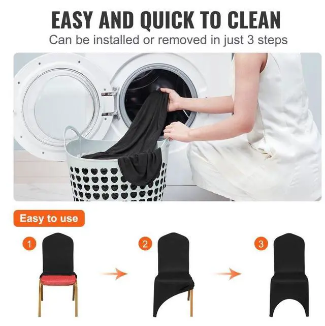 Alt view image 5 of 8 - VEVOR 50pcs Stretch Spandex Universal Chair Cover Black Durable Xmas Decoration Formal