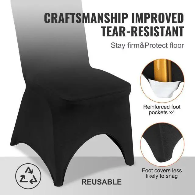 Alt view image 6 of 8 - VEVOR 50pcs Stretch Spandex Universal Chair Cover Black Durable Xmas Decoration Formal