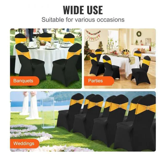 Alt view image 7 of 8 - VEVOR 50pcs Stretch Spandex Universal Chair Cover Black Durable Xmas Decoration Formal