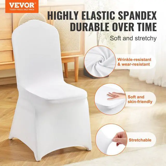 Alt view image 3 of 8 - VEVOR 150pcs Stretch Spandex White Folding Chair Covers Wedding Celebrations Party