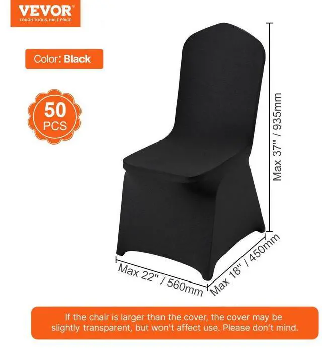 Alt view image 8 of 8 - VEVOR 50pcs Stretch Spandex Universal Chair Cover Black Durable Xmas Decoration Formal