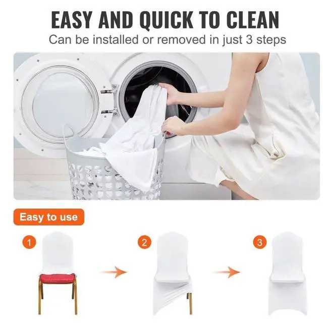 Alt view image 5 of 8 - VEVOR 150pcs Stretch Spandex White Folding Chair Covers Wedding Celebrations Party