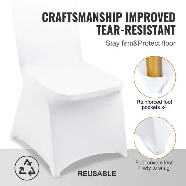 Alt view image 6 of 8 - VEVOR 150pcs Stretch Spandex White Folding Chair Covers Wedding Celebrations Party
