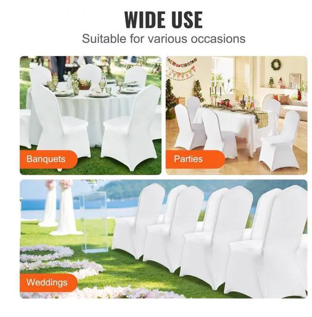 Alt view image 7 of 8 - VEVOR 150pcs Stretch Spandex White Folding Chair Covers Wedding Celebrations Party
