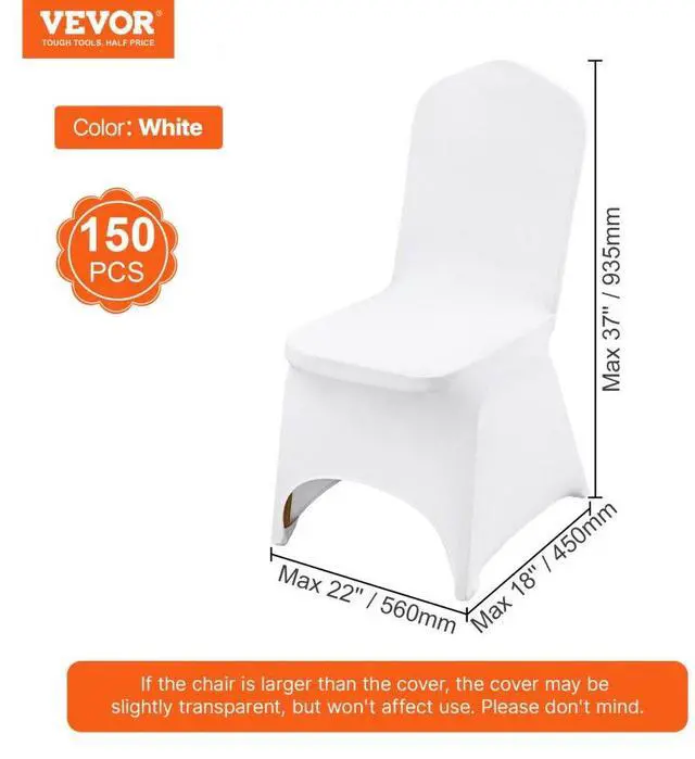 Alt view image 8 of 8 - VEVOR 150pcs Stretch Spandex White Folding Chair Covers Wedding Celebrations Party