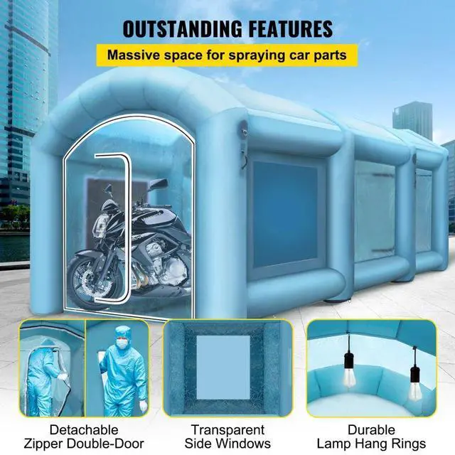 Alt view image 5 of 8 - Inflatable Paint Booth Spray Paint Tent 20x10x8ft w/Air Filter 750W+350W Blowers