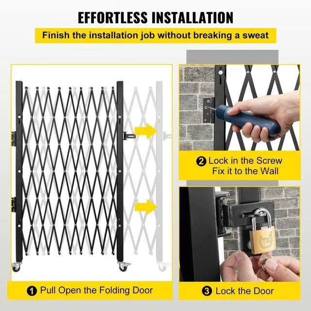 Alt view image 7 of 8 - VEVOR Single Folding Security Gate Folding Door Gate 48"w X 71"h Scissor Gate