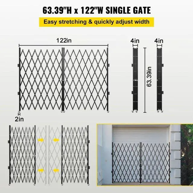 Alt view image 4 of 8 - VEVOR Double Folding Security Gate Folding Door Gate 5' H X 10' W Scissor Gate