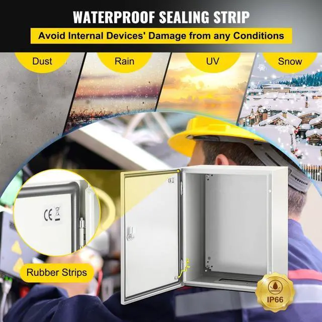 Alt view image 5 of 8 - VEVOR Steel Electrical Box Electrical Enclosure Box 20x16x10'' Carbon Steel Ip65