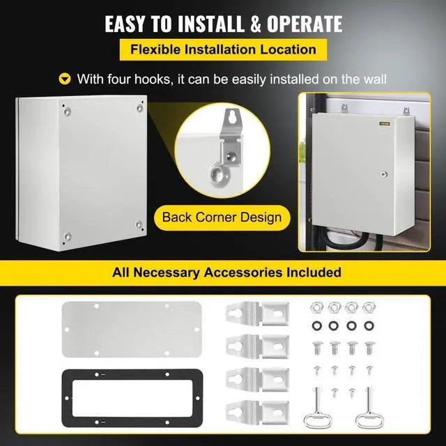 Alt view image 7 of 8 - VEVOR Steel Electrical Box Electrical Enclosure Box 20x16x10'' Carbon Steel Ip65