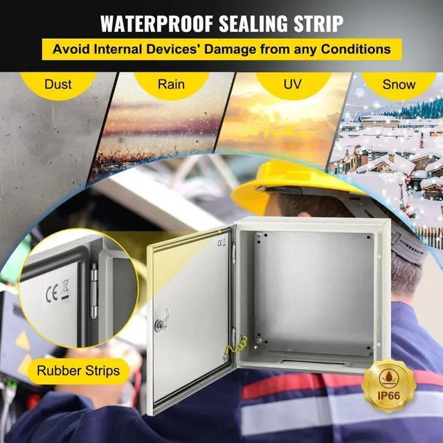 Alt view image 5 of 8 - VEVOR 16x16x6'' Carbon Steel Electrical Enclosure Wall Mount Junction Box Ip65