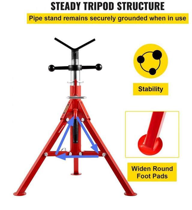 Alt view image 7 of 8 - VEVOR Pipe Jack Stand V-Head and Foldable Legs 2500LB Max. Height 42IN