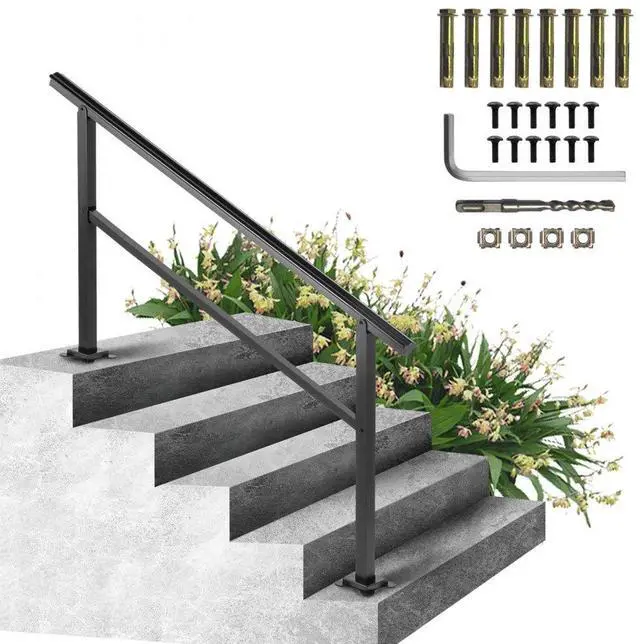 Alt view image 2 of 8 - VEVOR Stair Handrail Fits 4 or 5 Steps Handrail Stair Railing Outdoor Porch Hand Rails