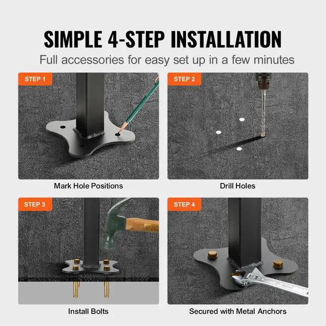 Alt view image 5 of 8 - VEVOR Stair Handrail Fits 4 or 5 Steps Handrail Stair Railing Outdoor Porch Hand Rails