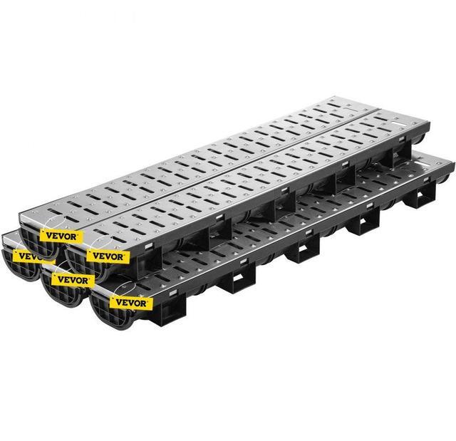Alt view image 2 of 8 - VEVOR Drainage Trench Driveway Channel Drain Kit Metal Grate-5.8"x3.1"-5 Pack