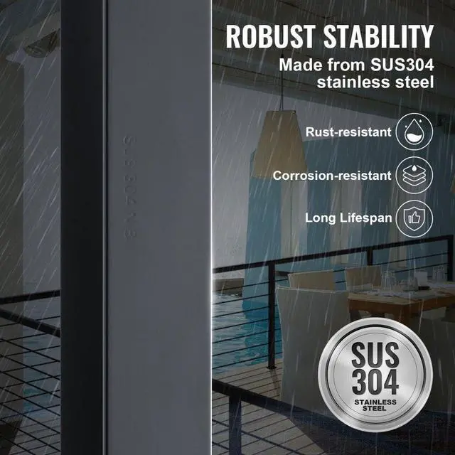 Alt view image 4 of 8 - Vevor Cable Railingpost Deck Railing 36x1.5x1.5" Diy Post Without Holes Black