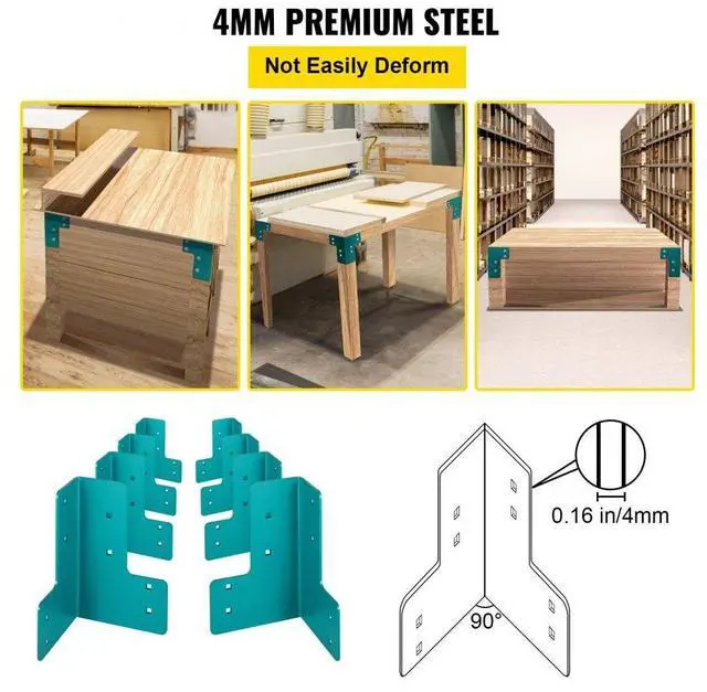 Alt view image 3 of 8 - Vevor 8pcs Workbench Corner Bracket Kit 5mm Sturdy Steel Bracket W/ Hardware Kit