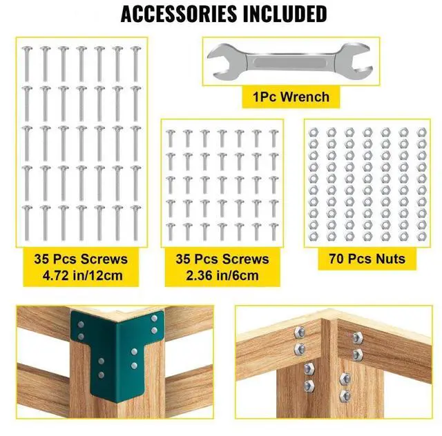 Alt view image 7 of 8 - Vevor 8pcs Workbench Corner Bracket Kit 5mm Sturdy Steel Bracket W/ Hardware Kit