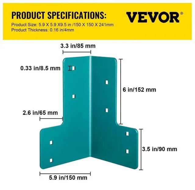 Alt view image 8 of 8 - Vevor 8pcs Workbench Corner Bracket Kit 5mm Sturdy Steel Bracket W/ Hardware Kit