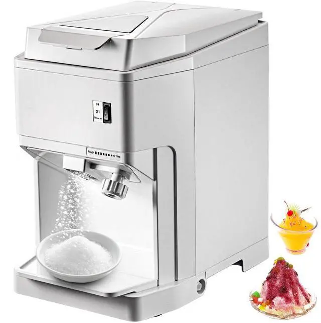 Alt view image 2 of 8 - VEVOR Ice Shaver Machine Electric, Shaved Ice Machine Commercial 265 LBS/H, Snow Cone Maker w/Ice Hopper & Lid, 250W Ice Crusher w/Drain Pipe Tabletop