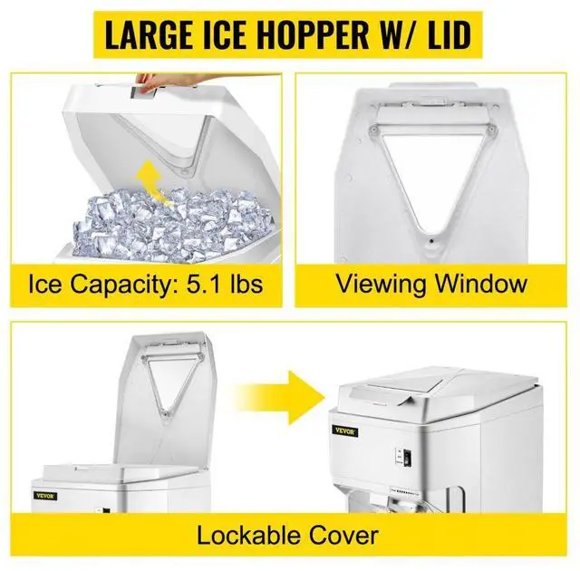 Alt view image 4 of 8 - VEVOR Ice Shaver Machine Electric, Shaved Ice Machine Commercial 265 LBS/H, Snow Cone Maker w/Ice Hopper & Lid, 250W Ice Crusher w/Drain Pipe Tabletop