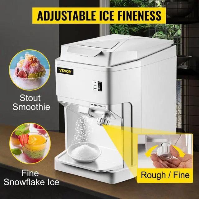 Alt view image 5 of 8 - VEVOR Ice Shaver Machine Electric, Shaved Ice Machine Commercial 265 LBS/H, Snow Cone Maker w/Ice Hopper & Lid, 250W Ice Crusher w/Drain Pipe Tabletop