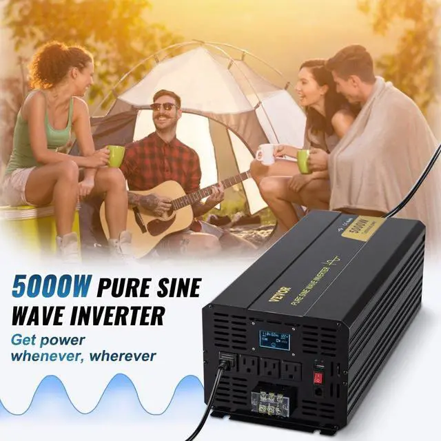 Alt view image 3 of 8 - VEVOR Pure Sine Wave Inverter Power Inverter 5000W DC12V to AC120V Inverter LCD