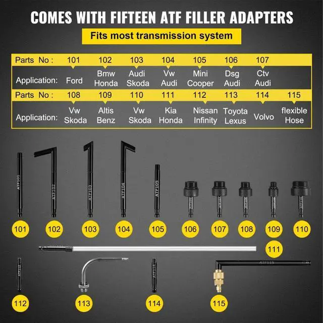 Alt view image 4 of 8 - VEVOR Transmission Fluid Pump Atf Refill Pump Kit 7.5l With 15 Common Adapters