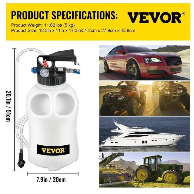 Alt view image 8 of 8 - Vevor Transmission Fluid Extractor Dispenser Atf Refill Pump Kit 10l 14 Adapters