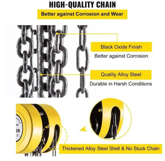 Alt view image 5 of 8 - VEVOR 1 Ton Chain Puller Block Fall Chain Lift Hoist Hand Tools Chain With Hook