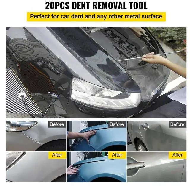Alt view image 3 of 8 - VEVOR Rods Dent Puller Stainless Steel Paintless Repair Kits Hail Removal 20pcs