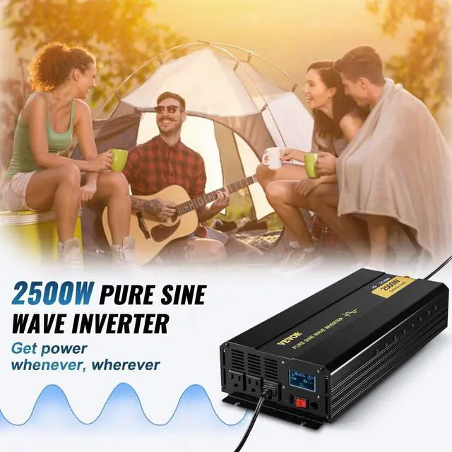 Alt view image 3 of 8 - VEVOR Pure Sine Wave Inverter Power Inverter 2500W DC12V to AC120V Inverter LCD